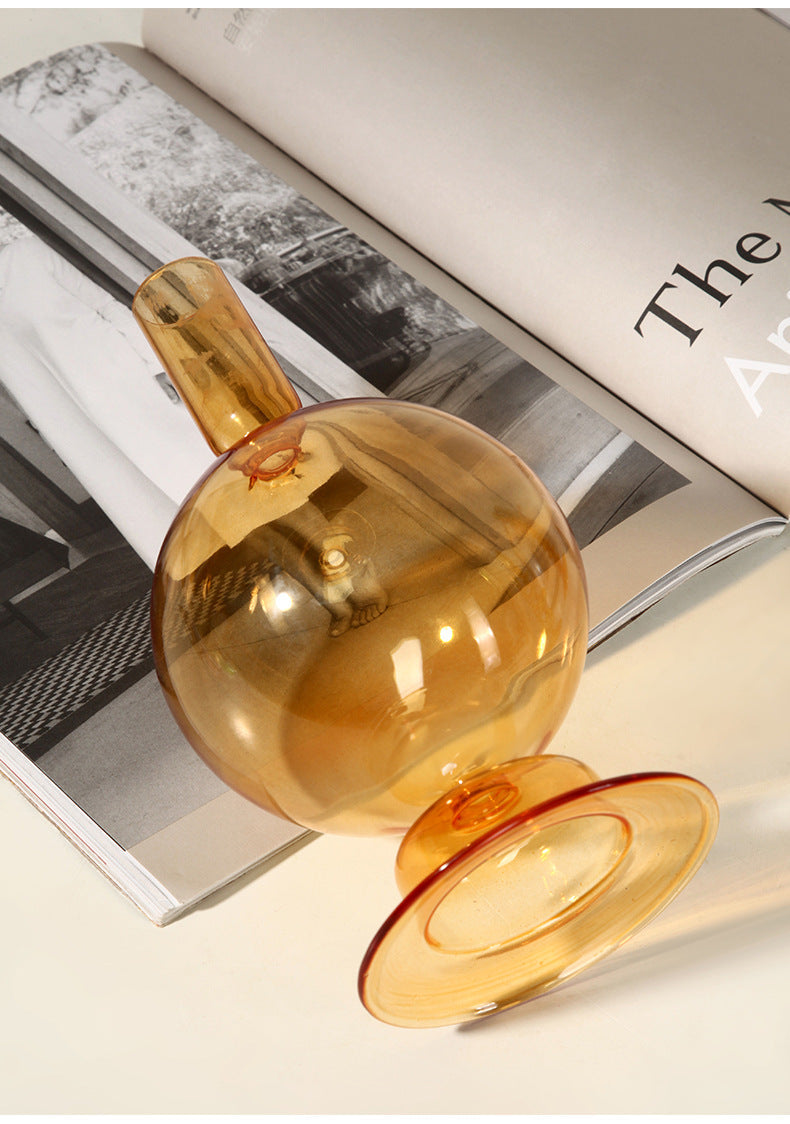 Vitrora – Kerzenhalter mundgeblasen Glas Orange Vintage Design