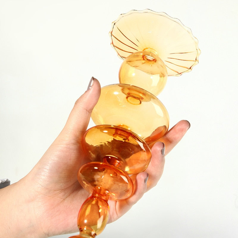 Vitrora – Kerzenhalter mundgeblasen Glas Orange Vintage Design