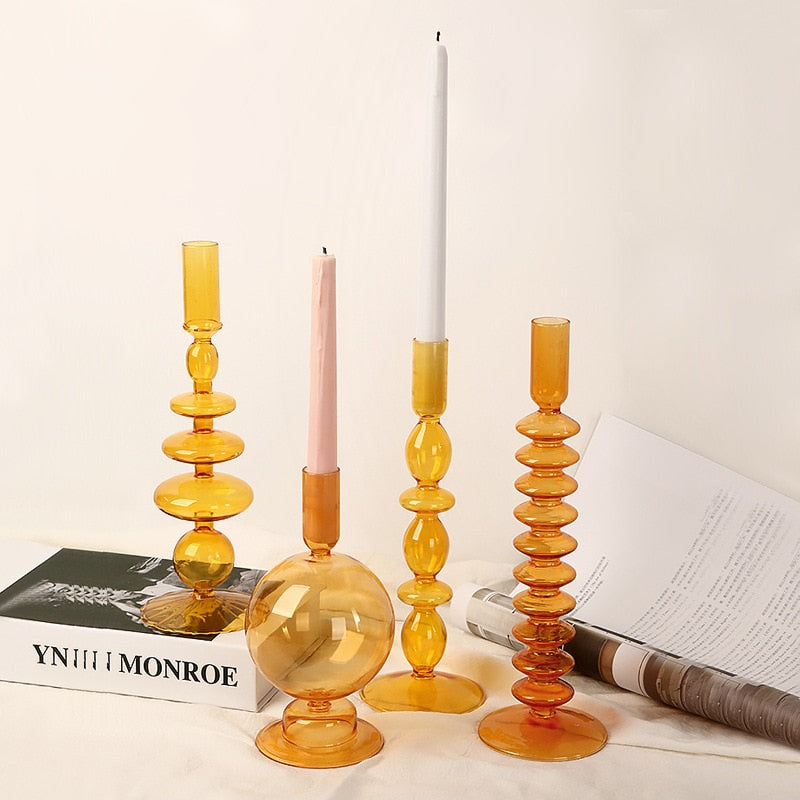 Vitrora – Kerzenhalter mundgeblasen Glas Orange Vintage Design