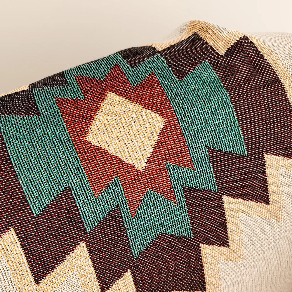 Zaroya – Oversized Boho Aztec Deken met Franjes – Katoenmix voor Sofa & Bed