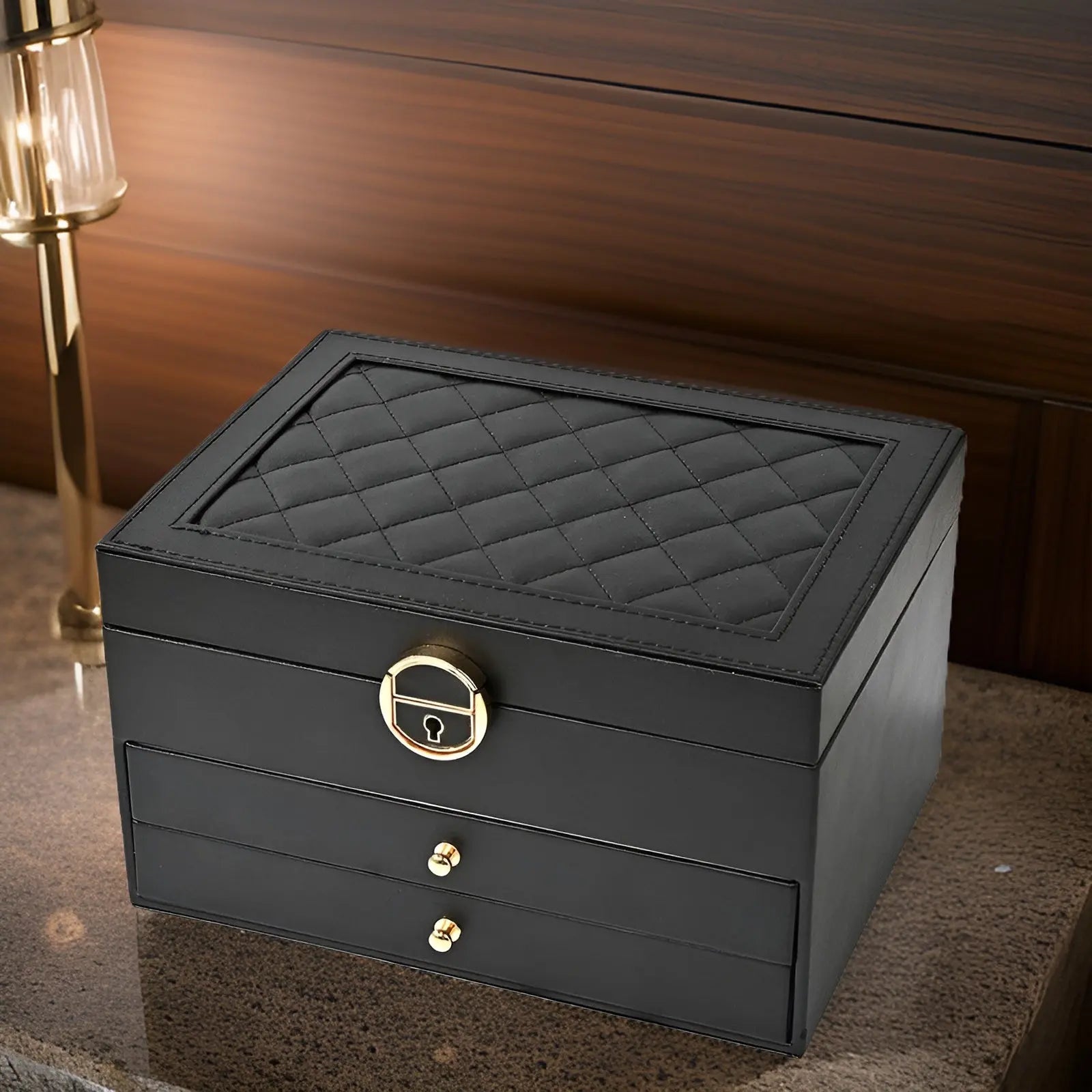 EleganceBox – Luxe meerlaagse sieradendoos van PU-leer