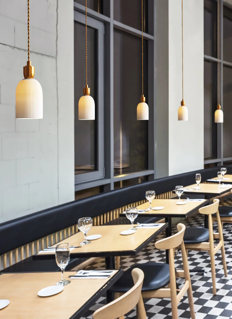 Plissaro – Ceramic Pendant Lamp with Brass, 3 shapes, pleated design