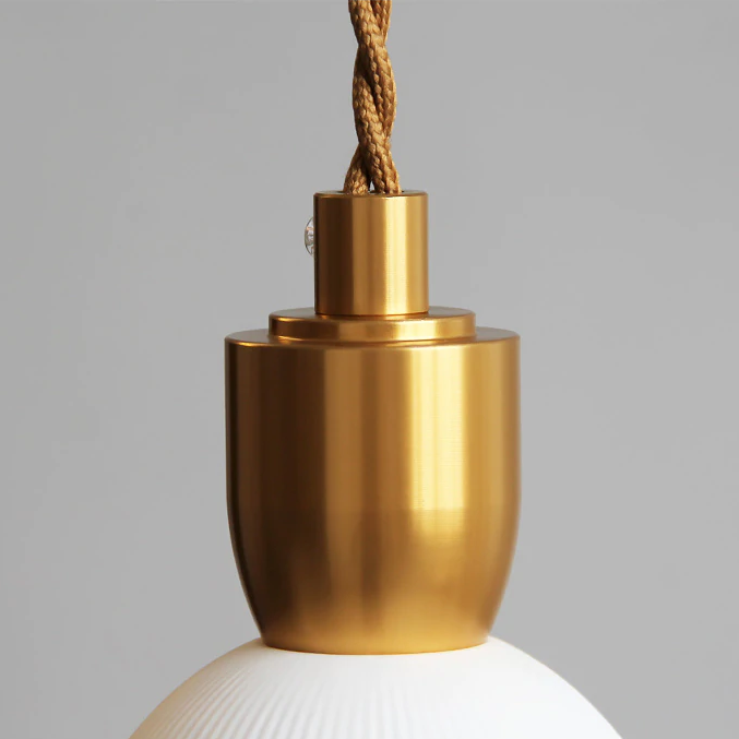 Plissaro – Ceramic Pendant Lamp with Brass, 3 shapes, pleated design