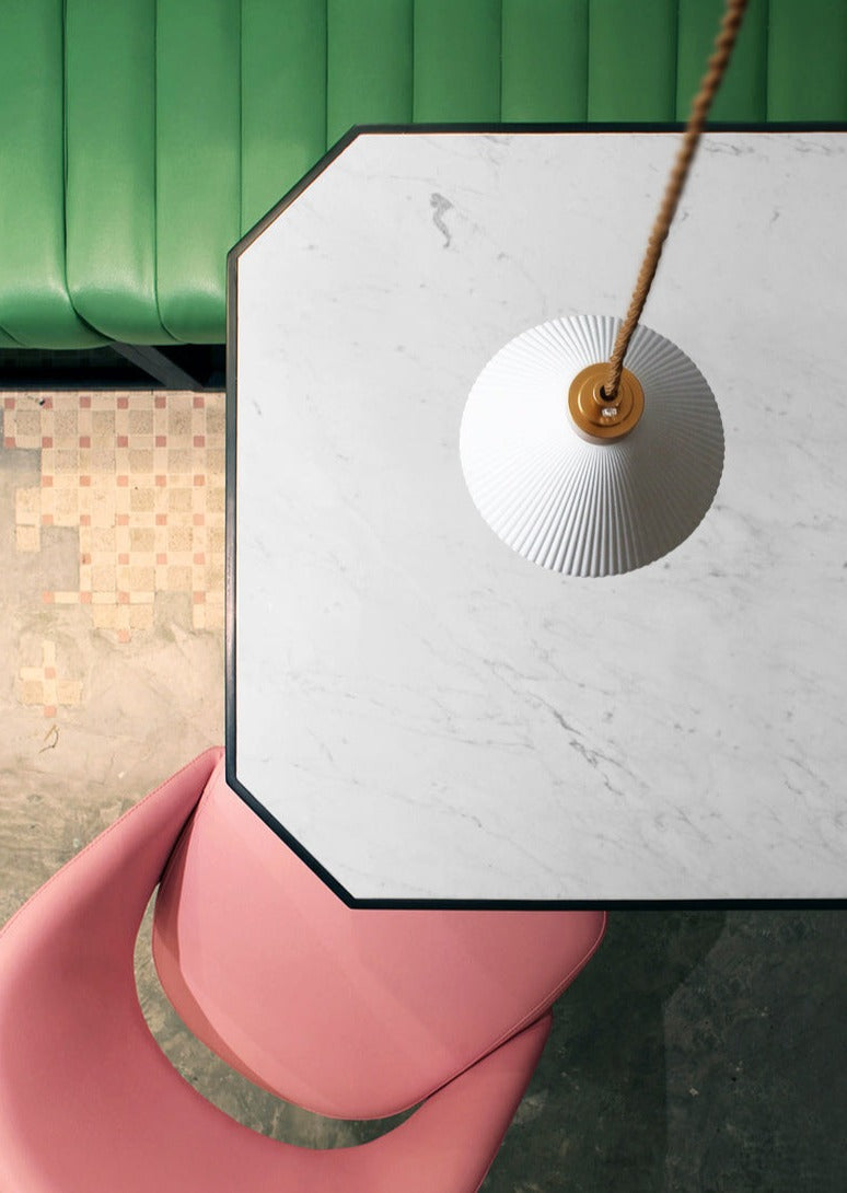 Plissaro – Ceramic Pendant Lamp with Brass, 3 shapes, pleated design