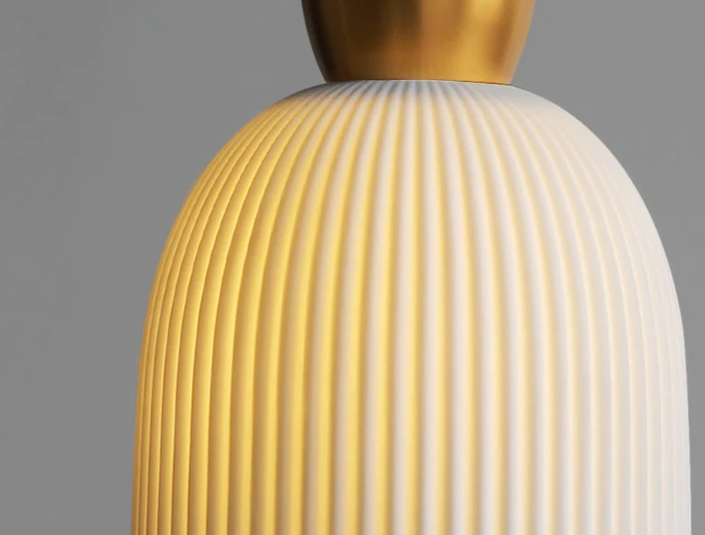 Plissaro – Ceramic Pendant Lamp with Brass, 3 shapes, pleated design