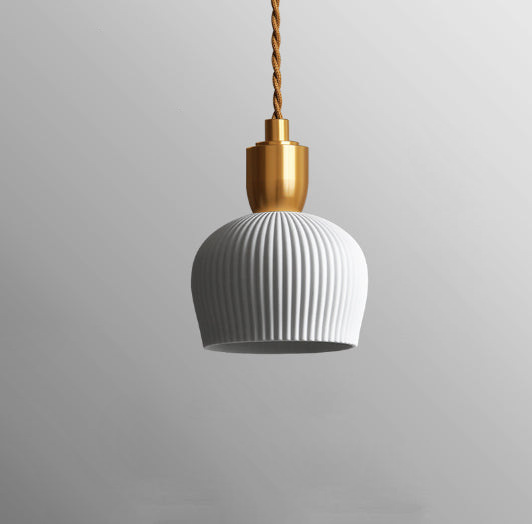 Plissaro – Ceramic Pendant Lamp with Brass, 3 shapes, pleated design
