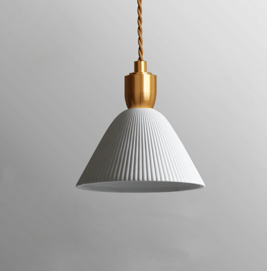 Plissaro – Ceramic Pendant Lamp with Brass, 3 shapes, pleated design