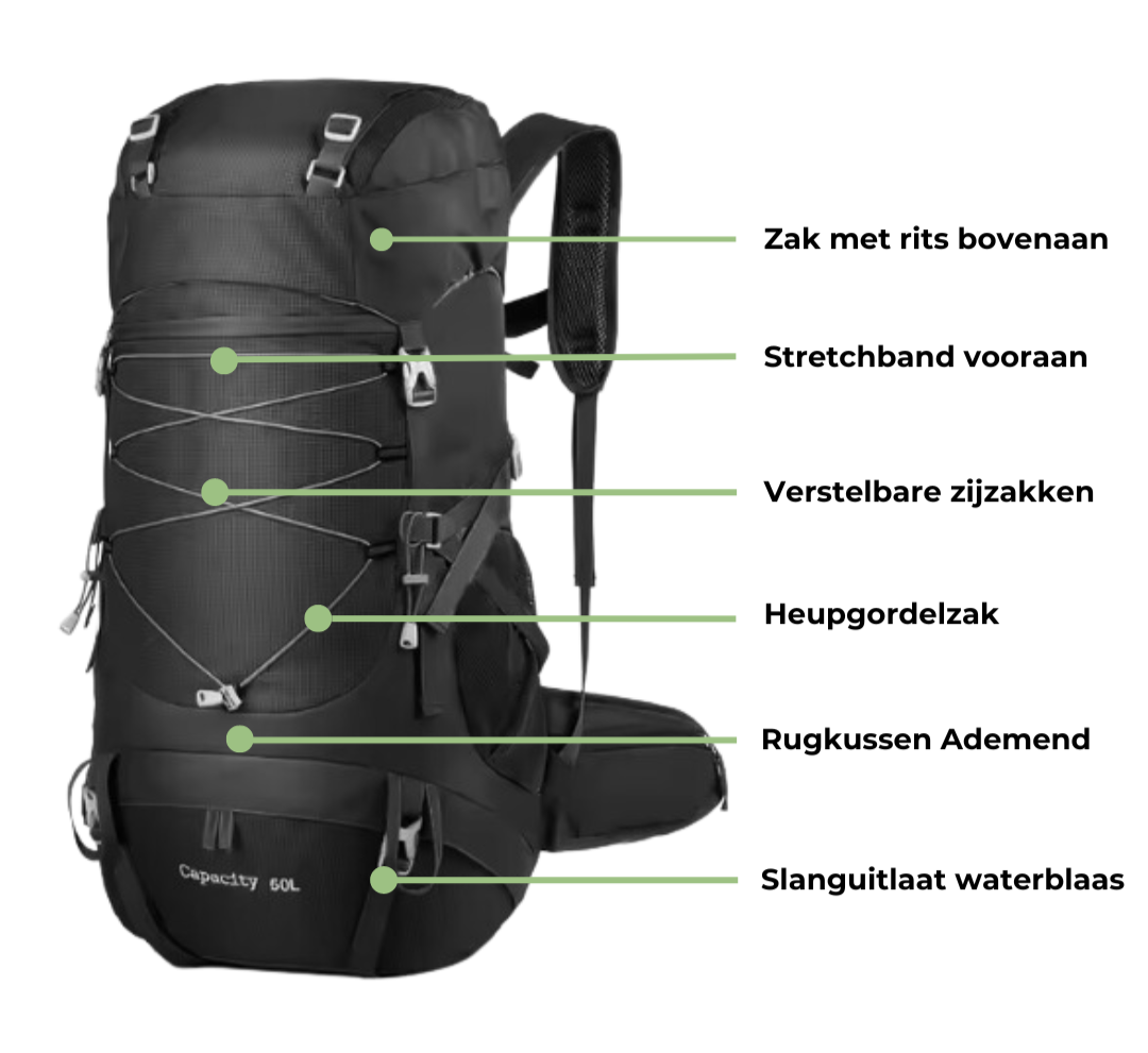50L Trekking Backpack – Durable Outdoor Backpack with Rain Cover