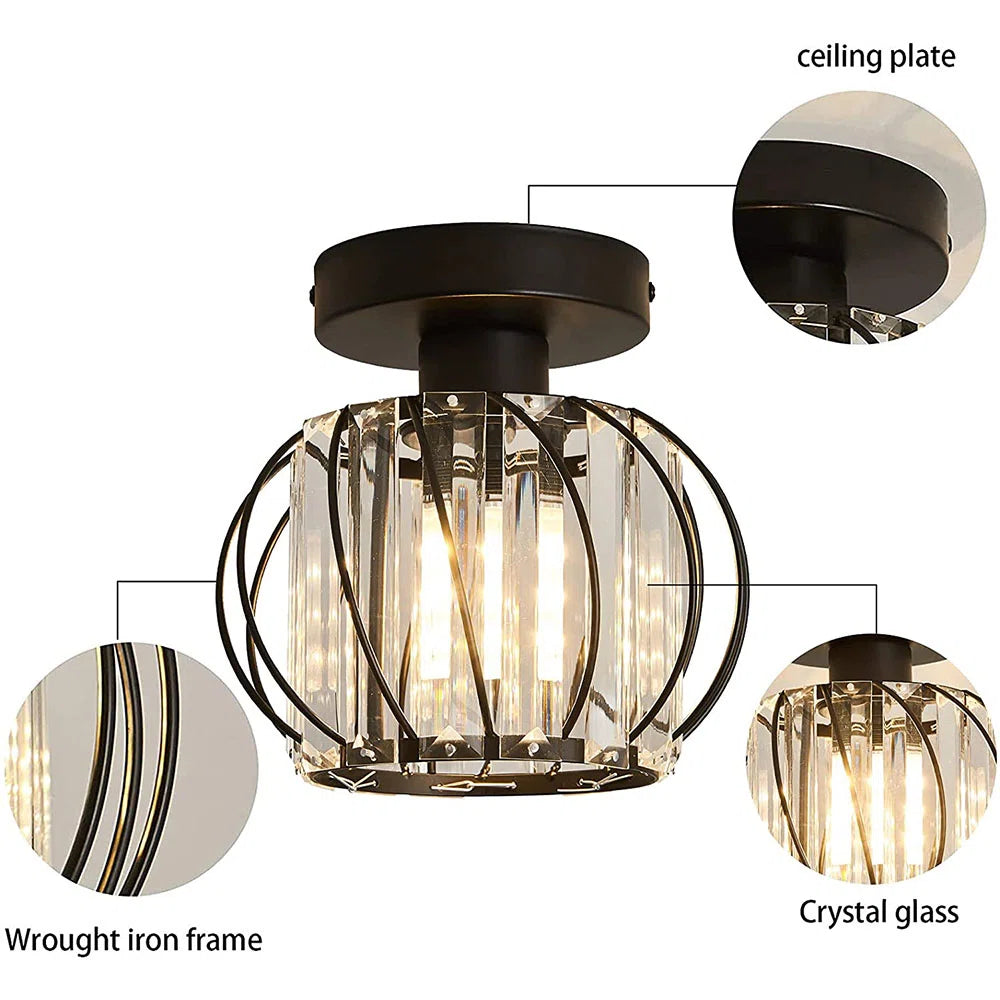 Glazora – Scandinavische plafondlamp – Glas & zwart ijzer design