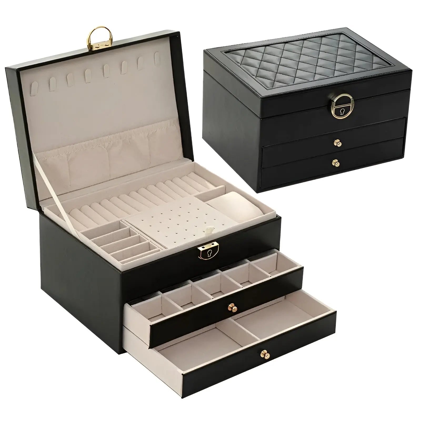 EleganceBox – Luxe meerlaagse sieradendoos van PU-leer