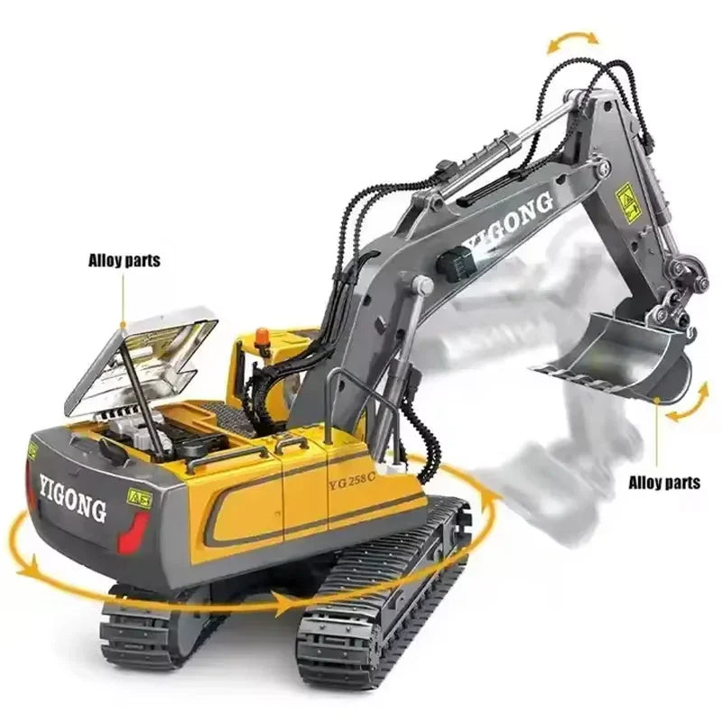MegaMover – Camión de Construcción RC Dump Pro 2.4G, 30 cm, Amarillo