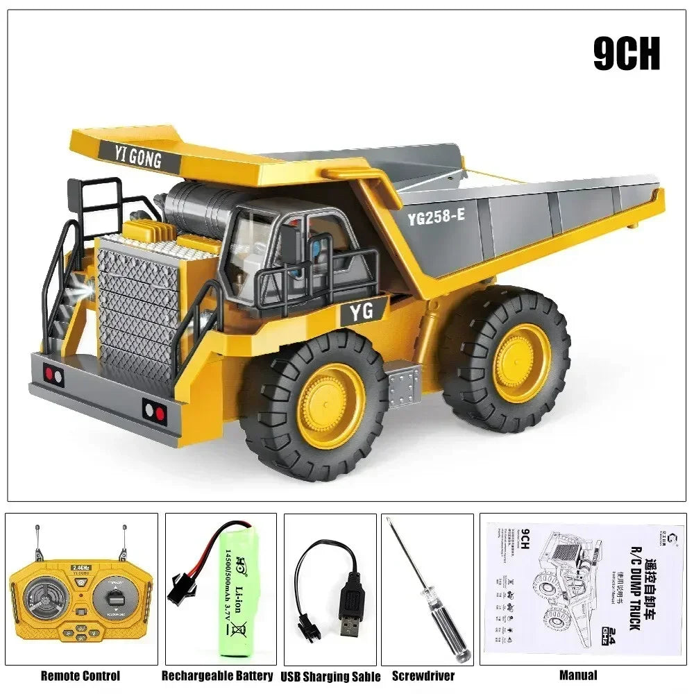 MegaMover – Camión de Construcción RC Dump Pro 2.4G, 30 cm, Amarillo