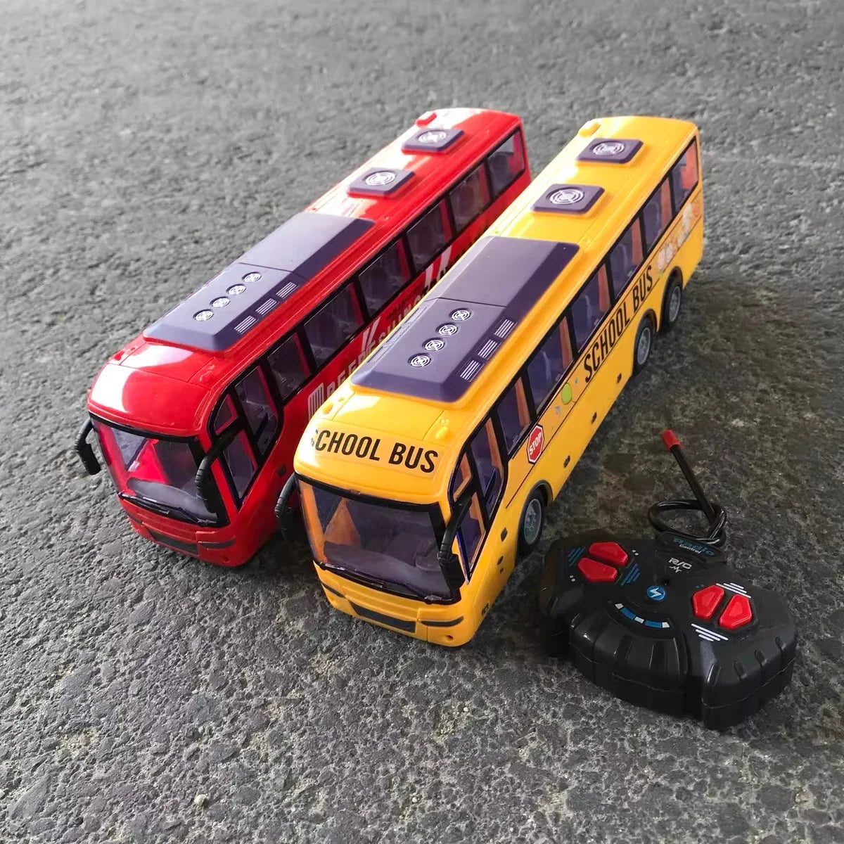 TurboMover – Autobús urbano RC Juguete 4 canales, Rojo/Amarillo, 31 cm