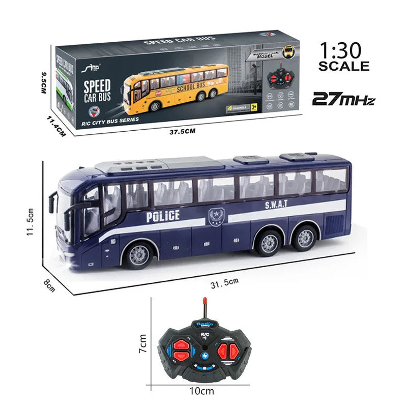 TurboMover – Autobús urbano RC Juguete 4 canales, Rojo/Amarillo, 31 cm