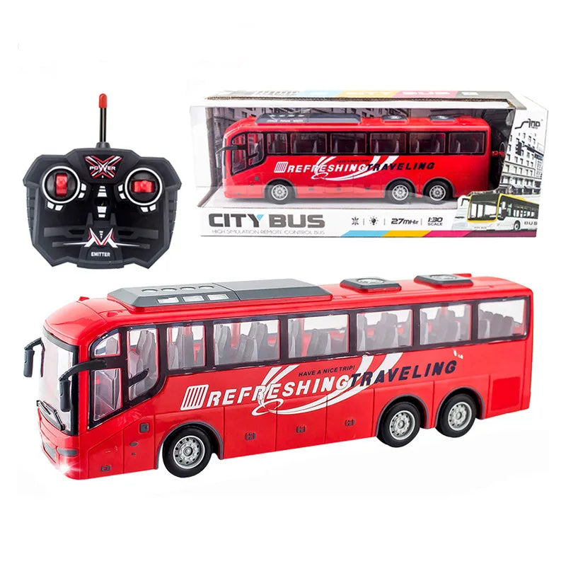 TurboMover – Autobús urbano RC Juguete 4 canales, Rojo/Amarillo, 31 cm