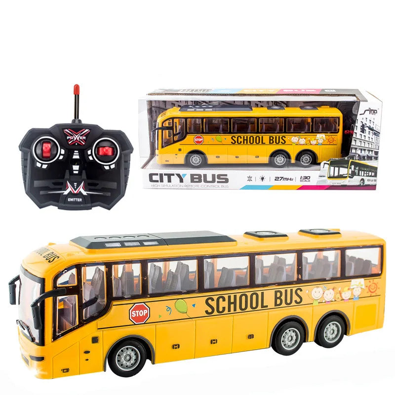 TurboMover – Autobús urbano RC Juguete 4 canales, Rojo/Amarillo, 31 cm