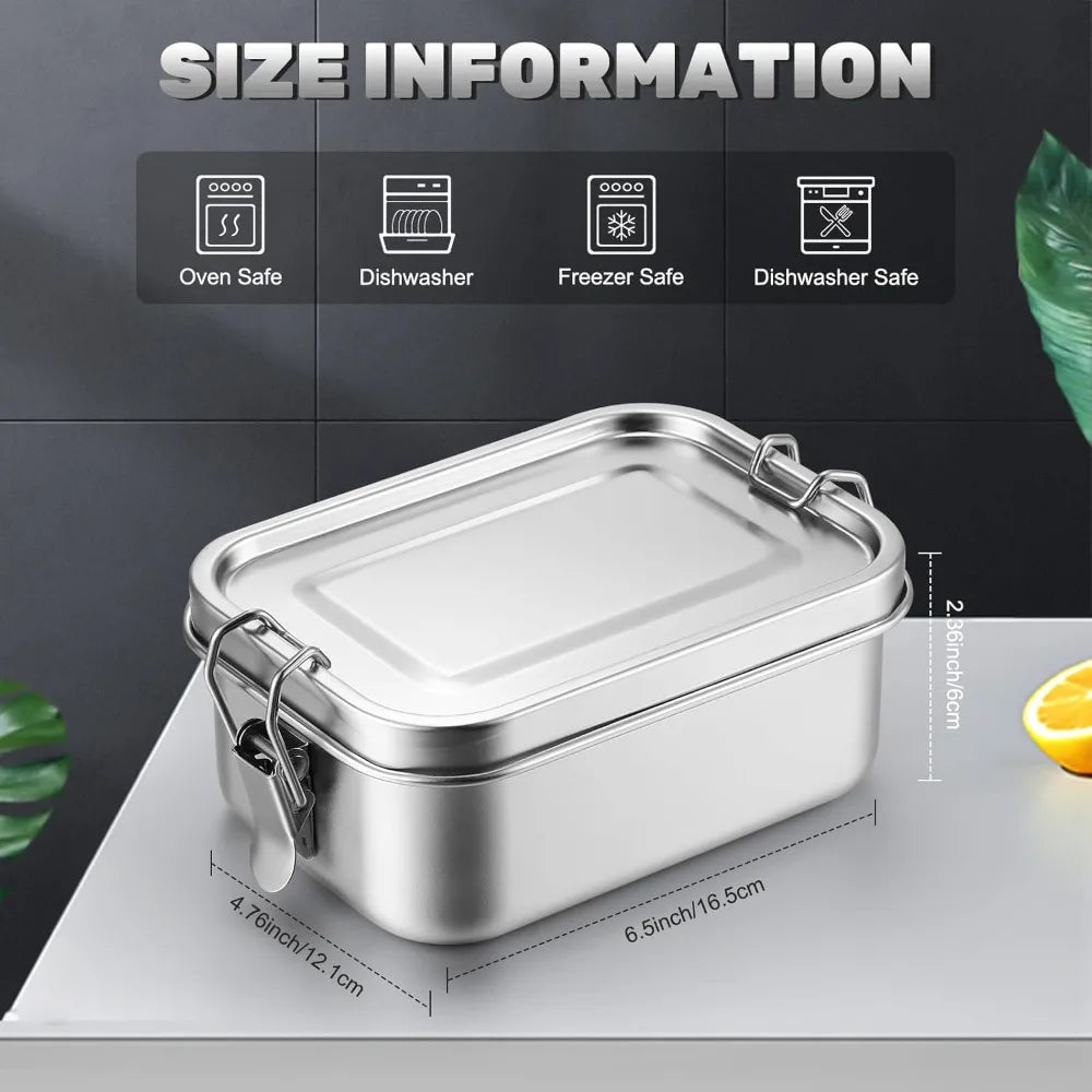 RVS Bento Lunchbox 800ml – Lekvrij, Compartimenten, Vaatwasserbestendig