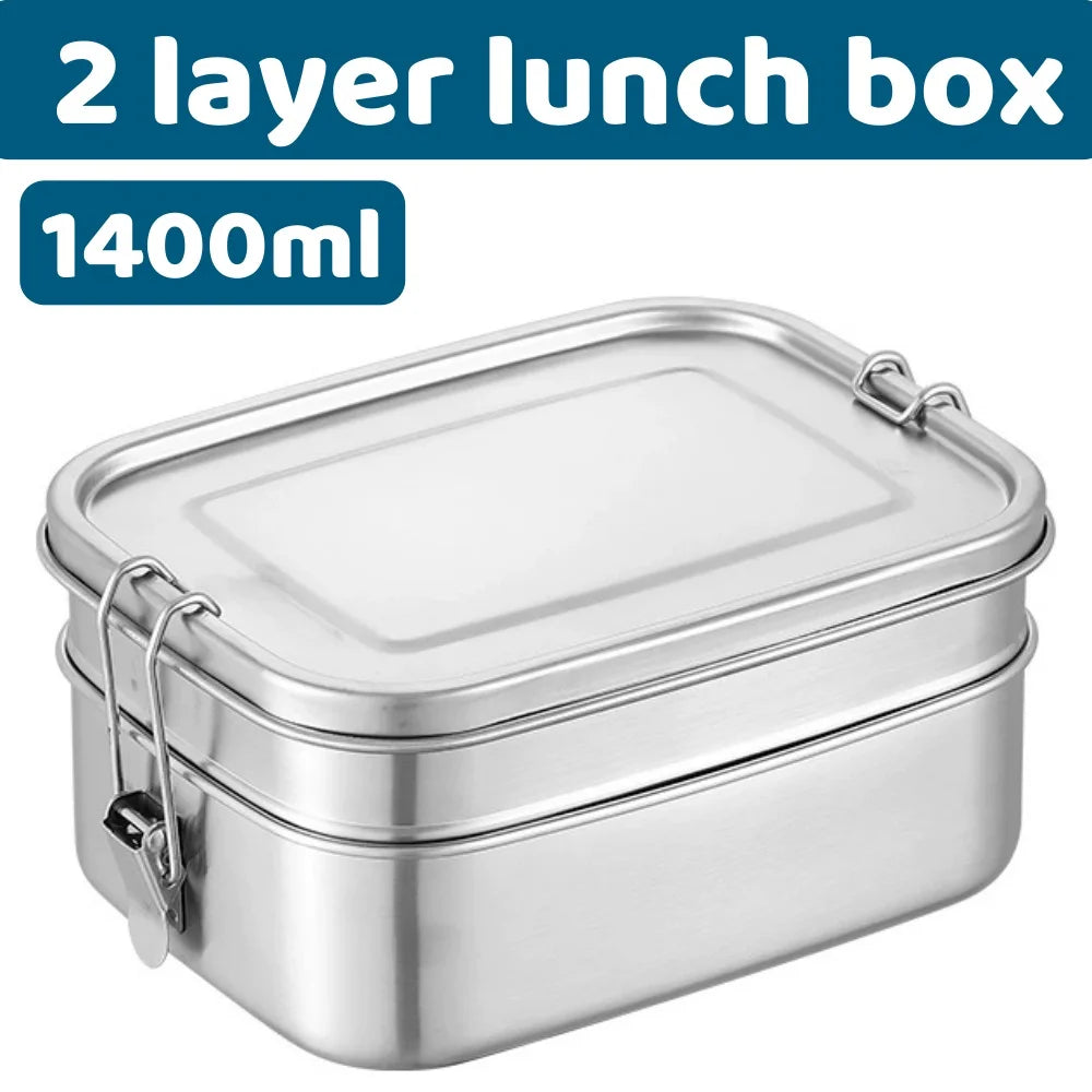 RVS Bento Lunchbox 800ml – Lekvrij, Compartimenten, Vaatwasserbestendig