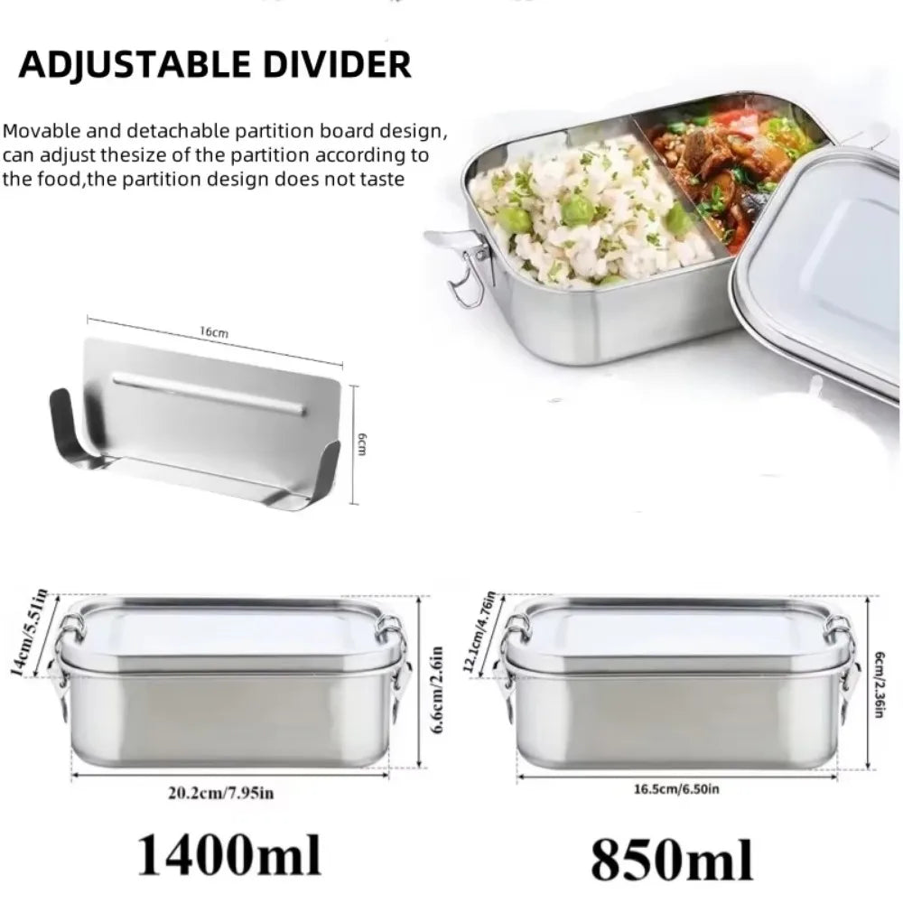 RVS Bento Lunchbox 800ml – Lekvrij, Compartimenten, Vaatwasserbestendig