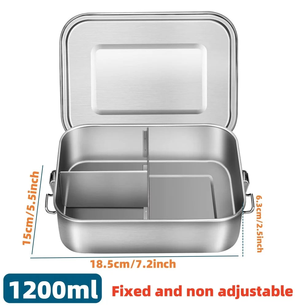 RVS Bento Lunchbox 800ml – Lekvrij, Compartimenten, Vaatwasserbestendig