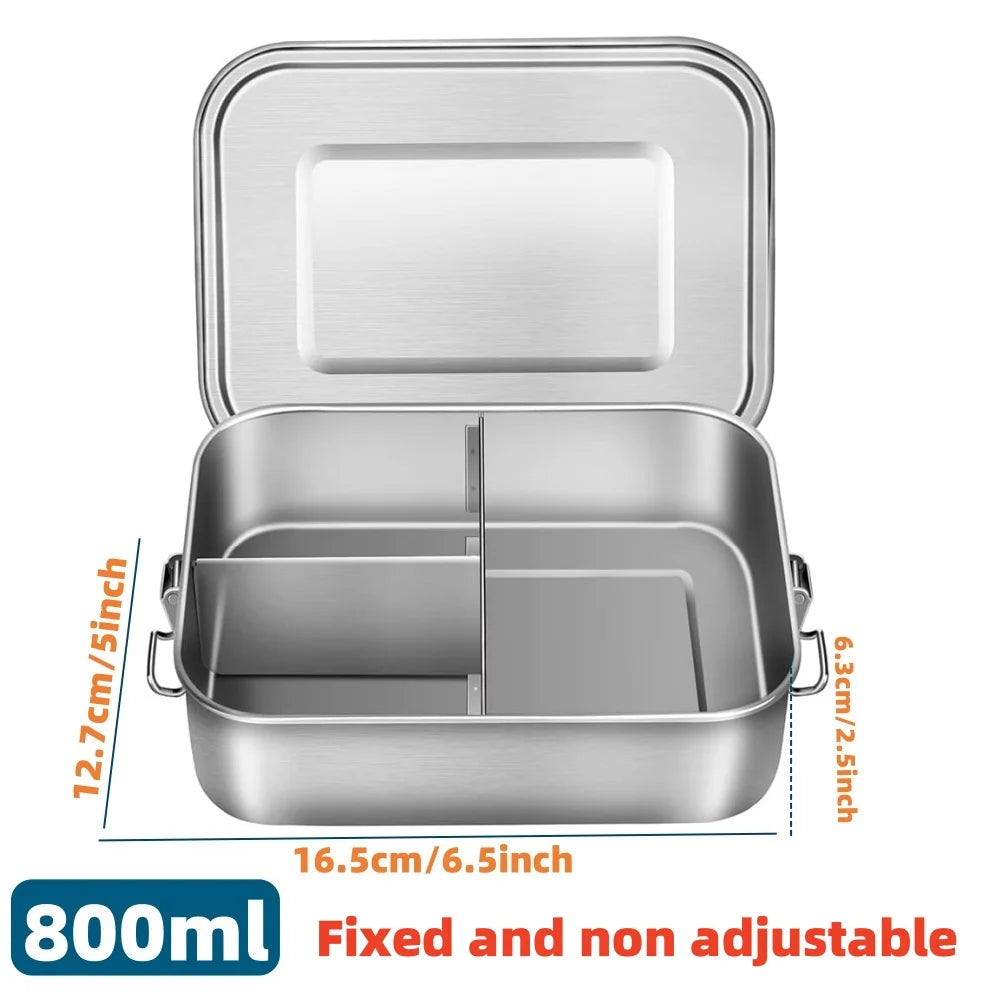 RVS Bento Lunchbox 800ml – Lekvrij, Compartimenten, Vaatwasserbestendig