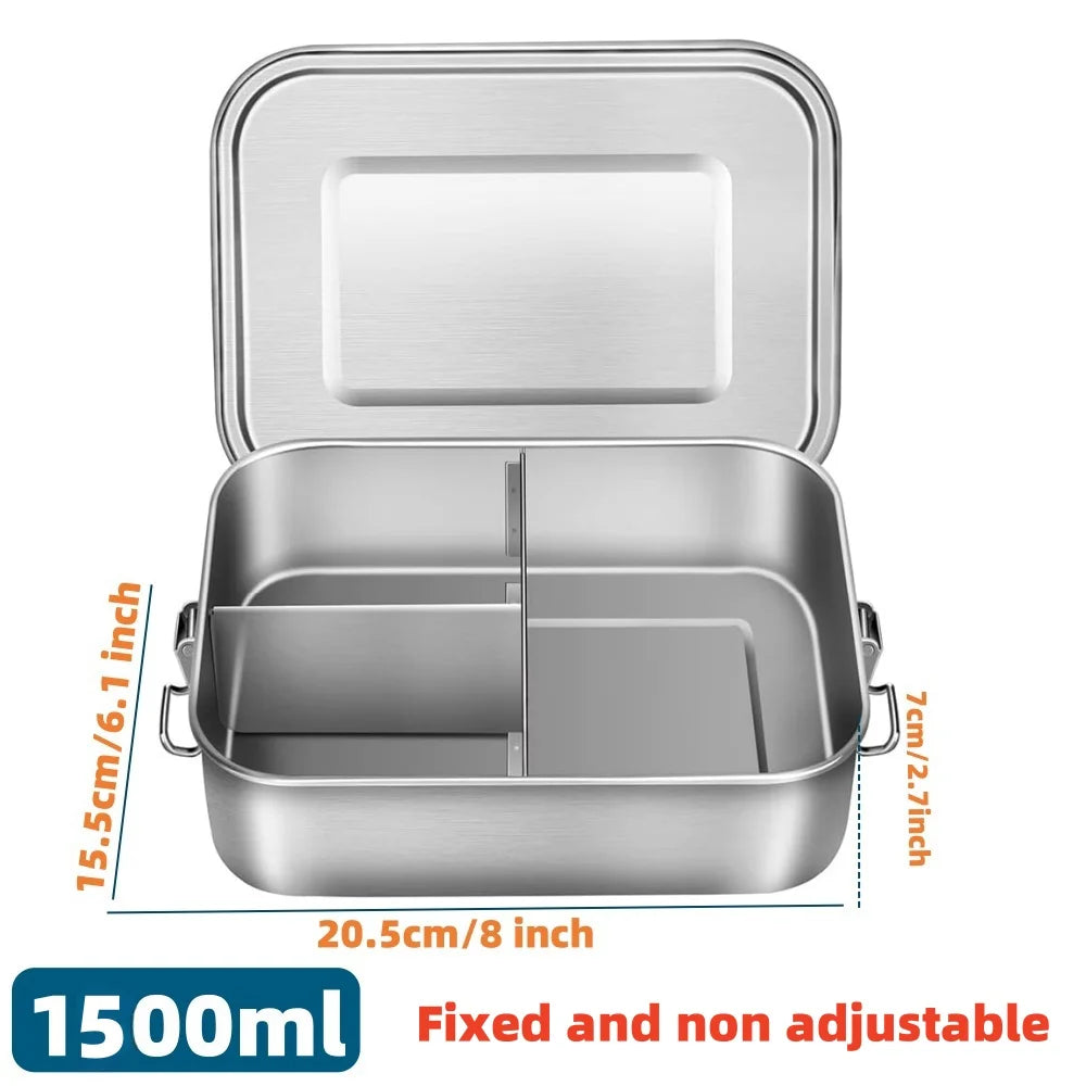 RVS Bento Lunchbox 800ml – Lekvrij, Compartimenten, Vaatwasserbestendig