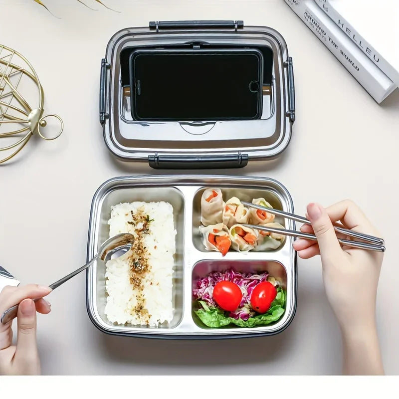 SteelMate – RVS lunchbox lekvrij met vakken – school en werk gebruik