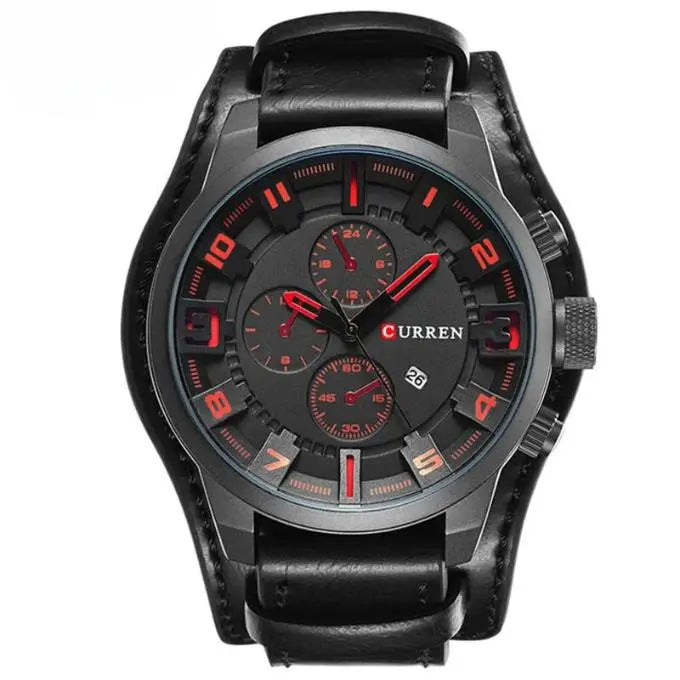 Montaro Herenchronograaf – Quartz Horloge met Leren Band & Stopwatch