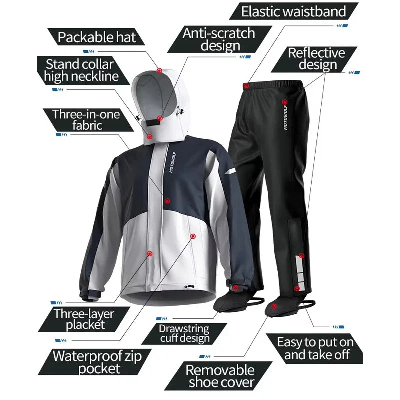 MotoShield – chaqueta y pantalón de motorista Regenpak – impermeable y transpirable unisex