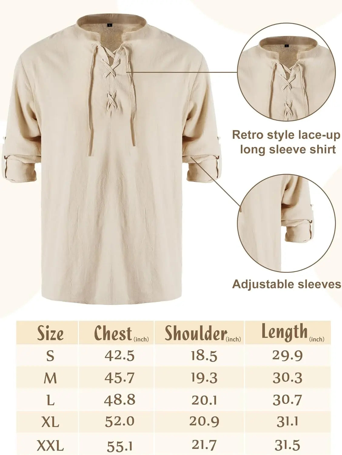HeritageWear – Renaissance Kostuumset Mannen – 4-delig met Piratenhemd & Broek