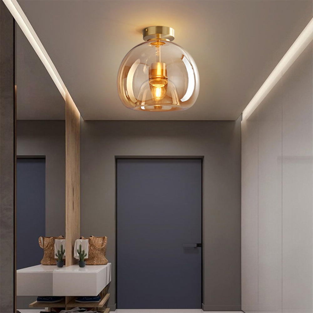 Copara – Retro koperen plafondlamp – Glasdesign voor modern interieur