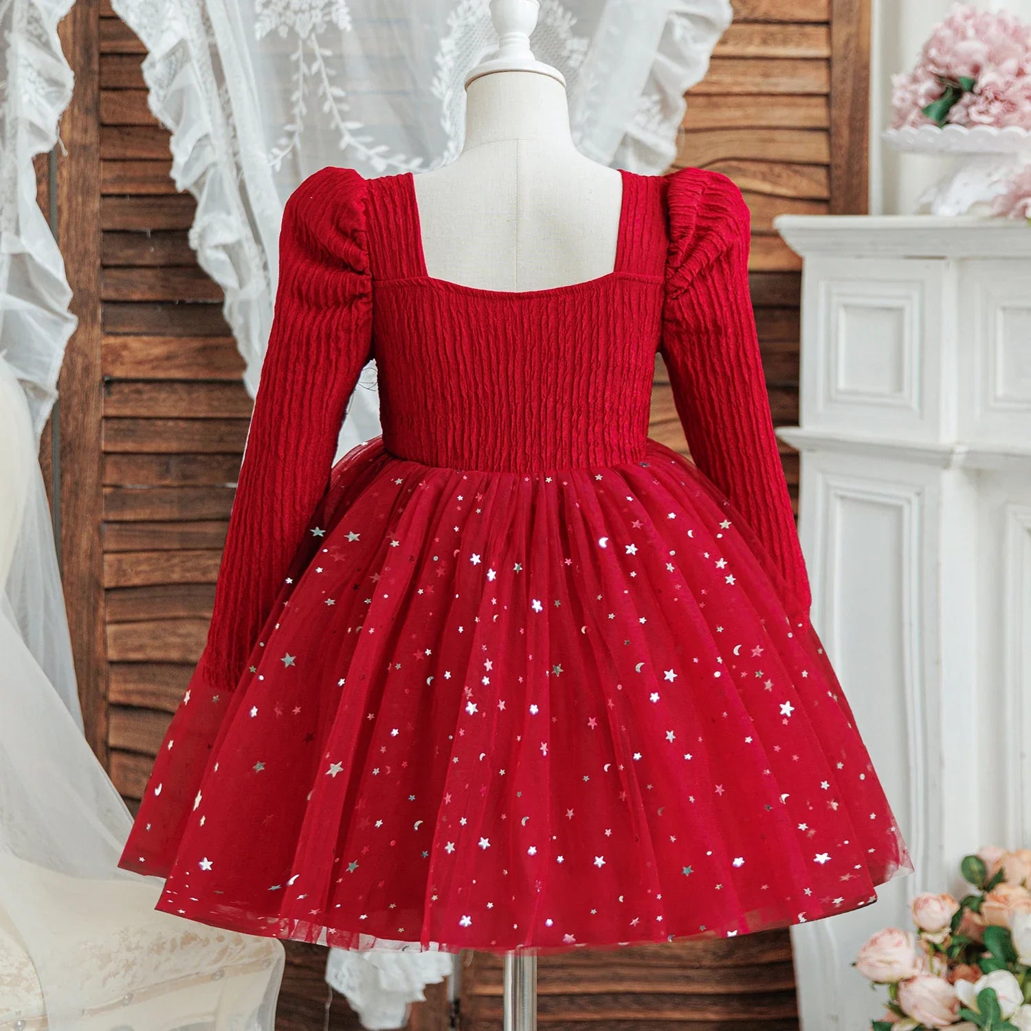 Rode Glitterjurk voor Meisjes met Pailletten - Feestelijke Baljurk 2-10 Jaar 2