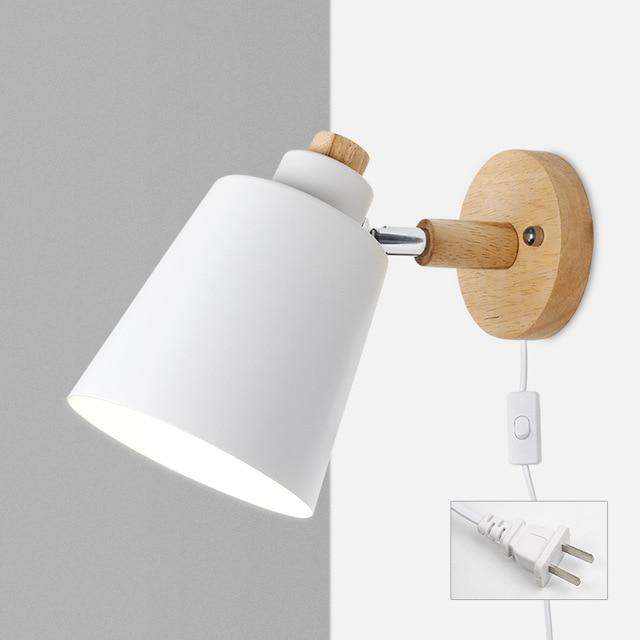 Verano – Rotatable reading lamp made of wood and metal with plug connection