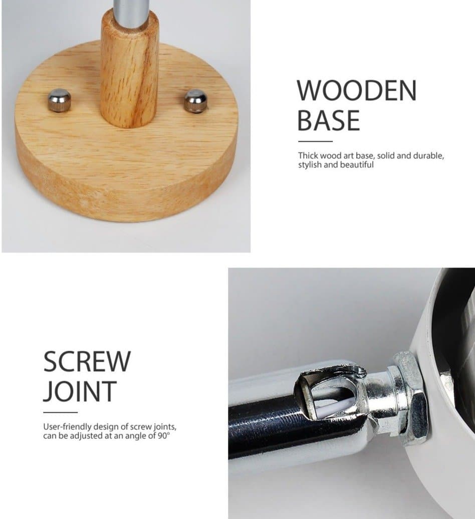 Verano – Rotatable reading lamp made of wood and metal with plug connection