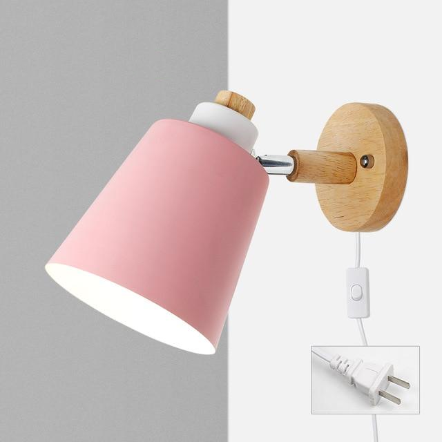 Verano – Rotatable reading lamp made of wood and metal with plug connection
