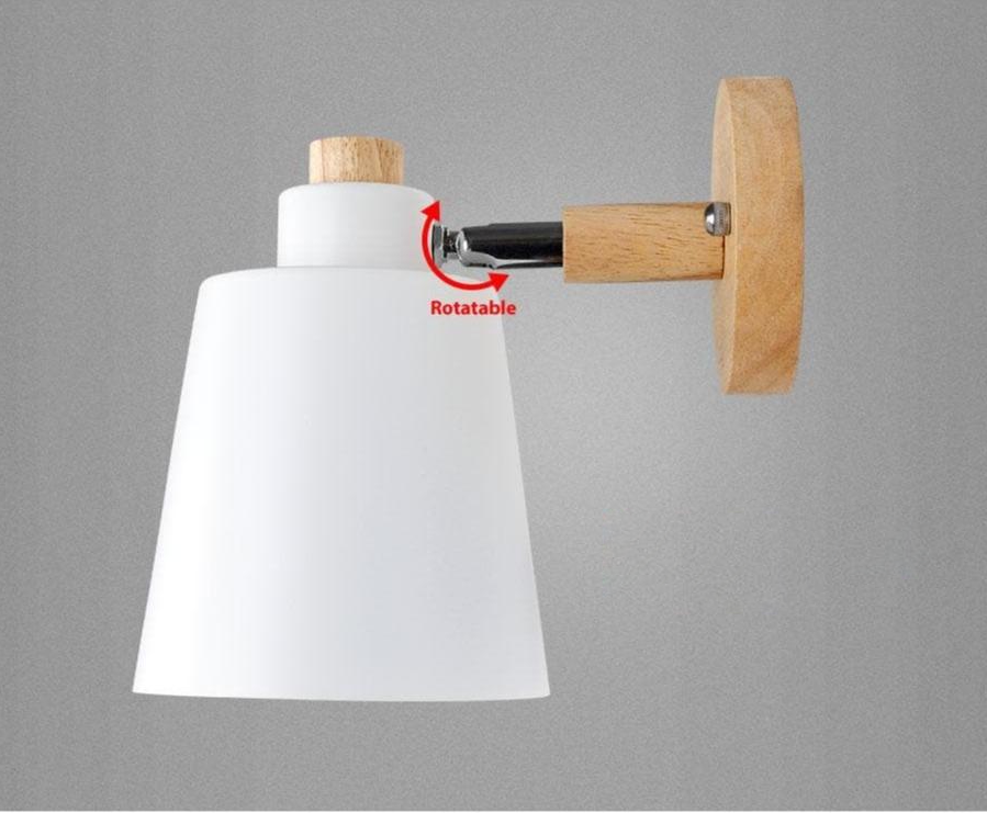 Verano – Rotatable reading lamp made of wood and metal with plug connection