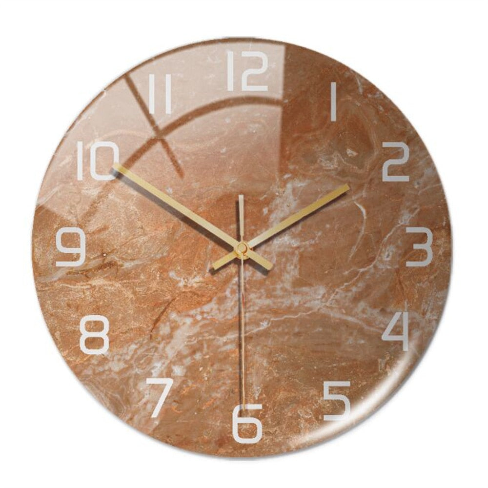 MarbleTime – Wandklok Marmerdesign – Stille Moderne Woondecoratie