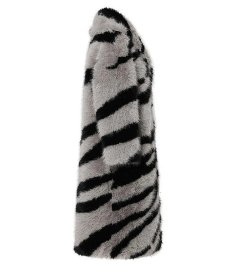 Bentlara Long Fur Coat Women with Animal Print | Luxury & Stylish Winter Design