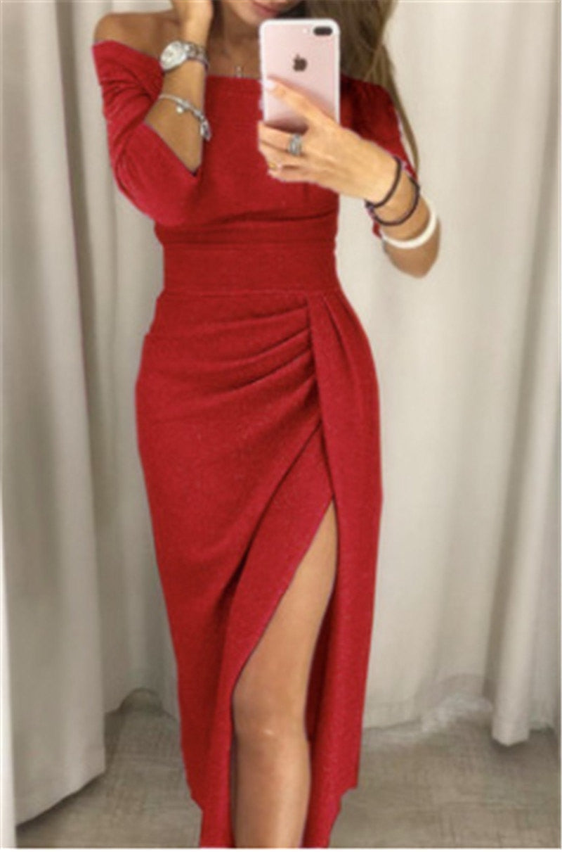 Melzano - Vestido de lentejuelas con hombros descubiertos