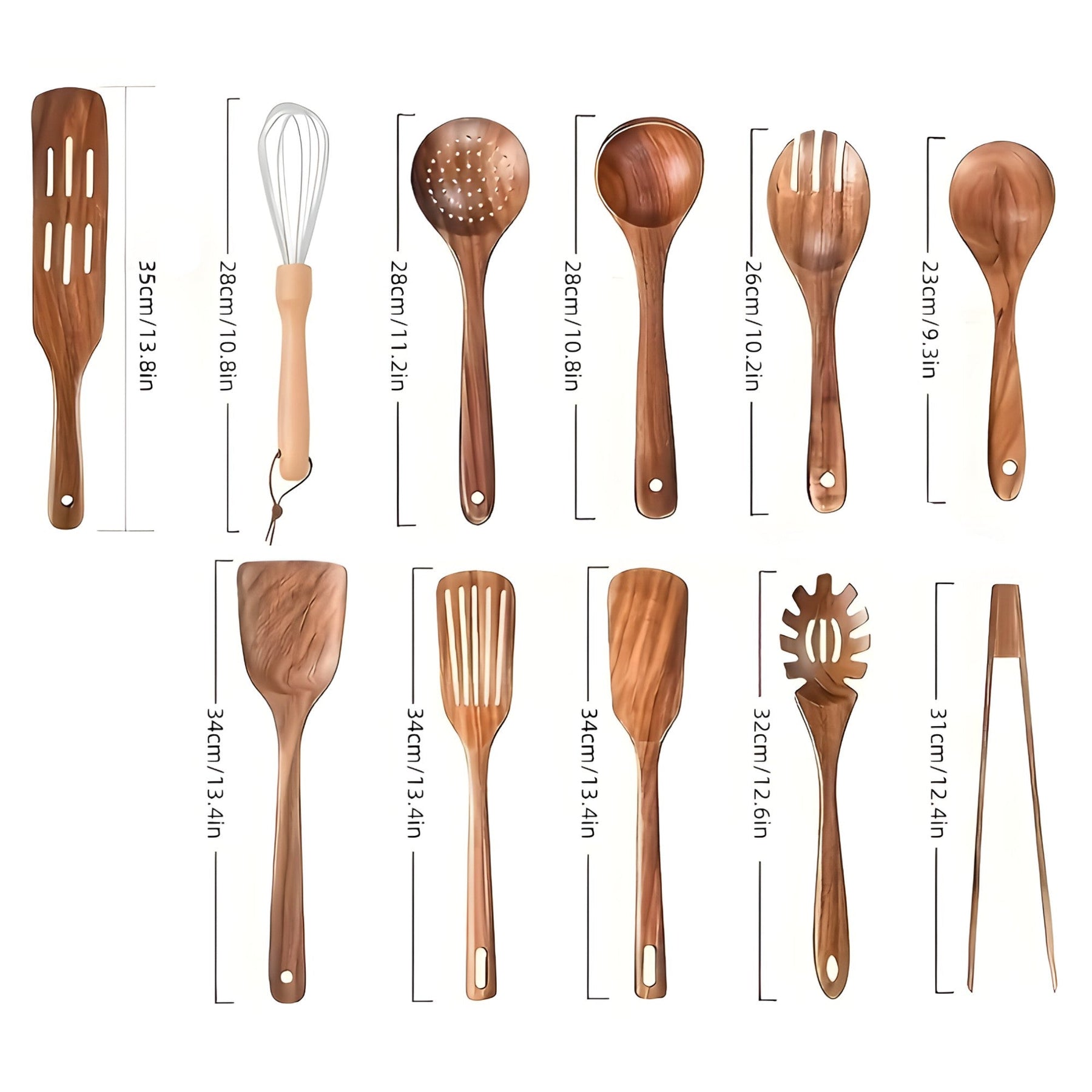EcoWood – 11-delig houten keukengerei-set – Voor anti-aanbak kookgerei