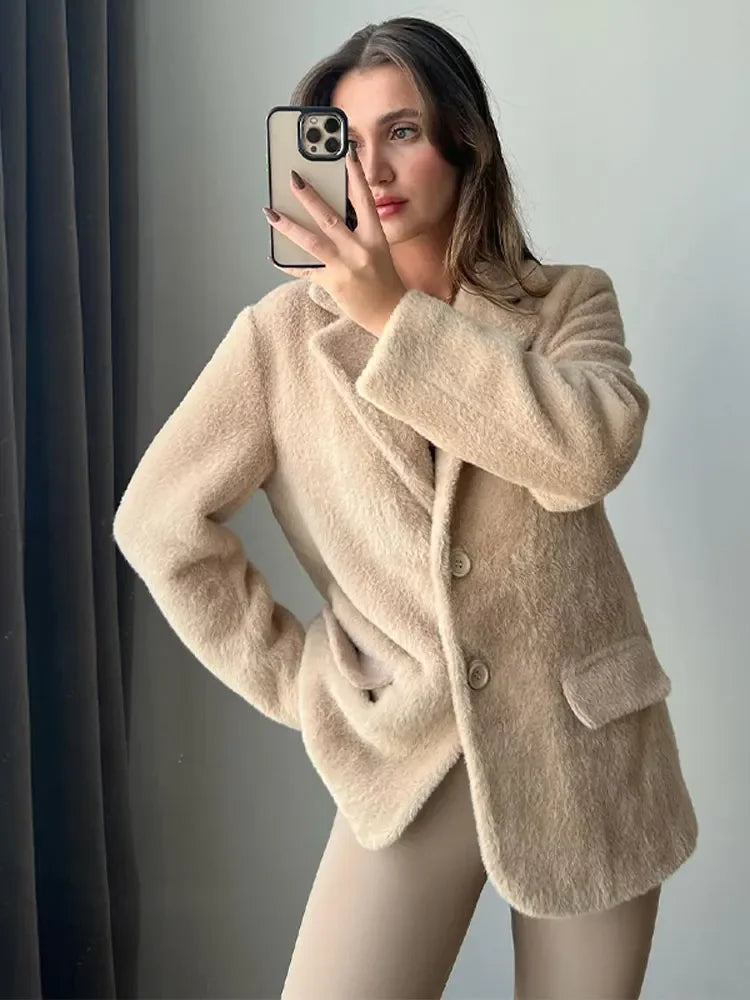 Jasiana Pluche Damesjas – Warm, Modieus en Luxueus