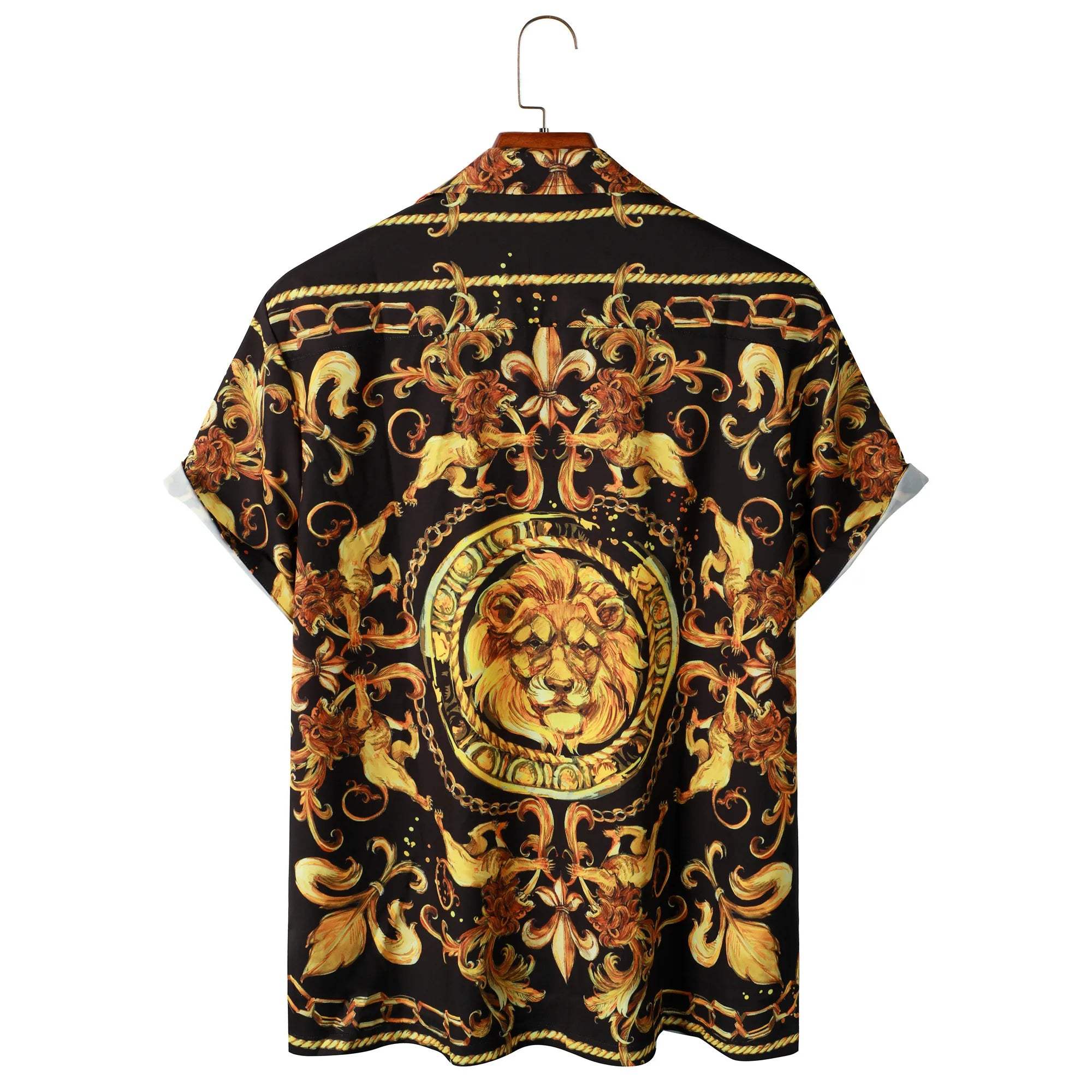 Valenthor – Baroque men's shirt lion print black gold – Party & evening wear