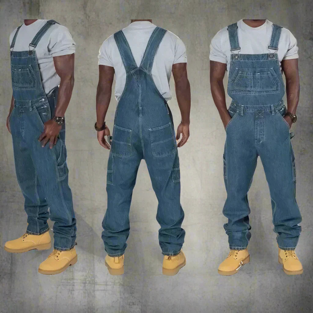Kelim – Denim tuinbroek voor heren met splijtdetails – Streetwear & vrijetijdskleding
