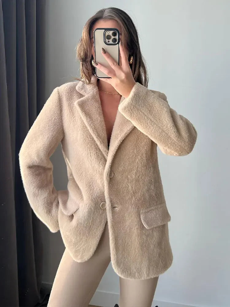 Jasiana Pluche Damesjas – Warm, Modieus en Luxueus