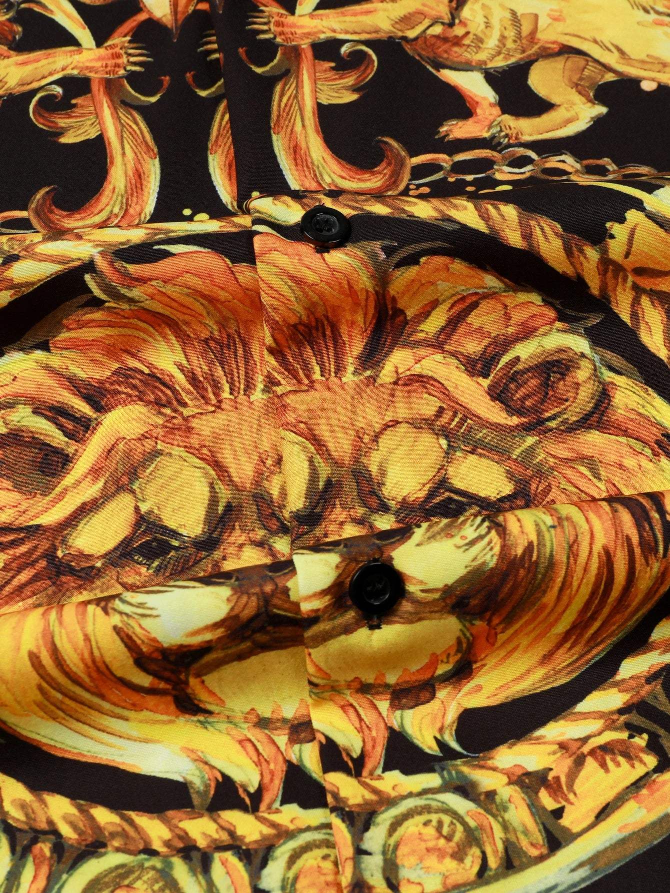Valenthor – Baroque men's shirt lion print black gold – Party & evening wear