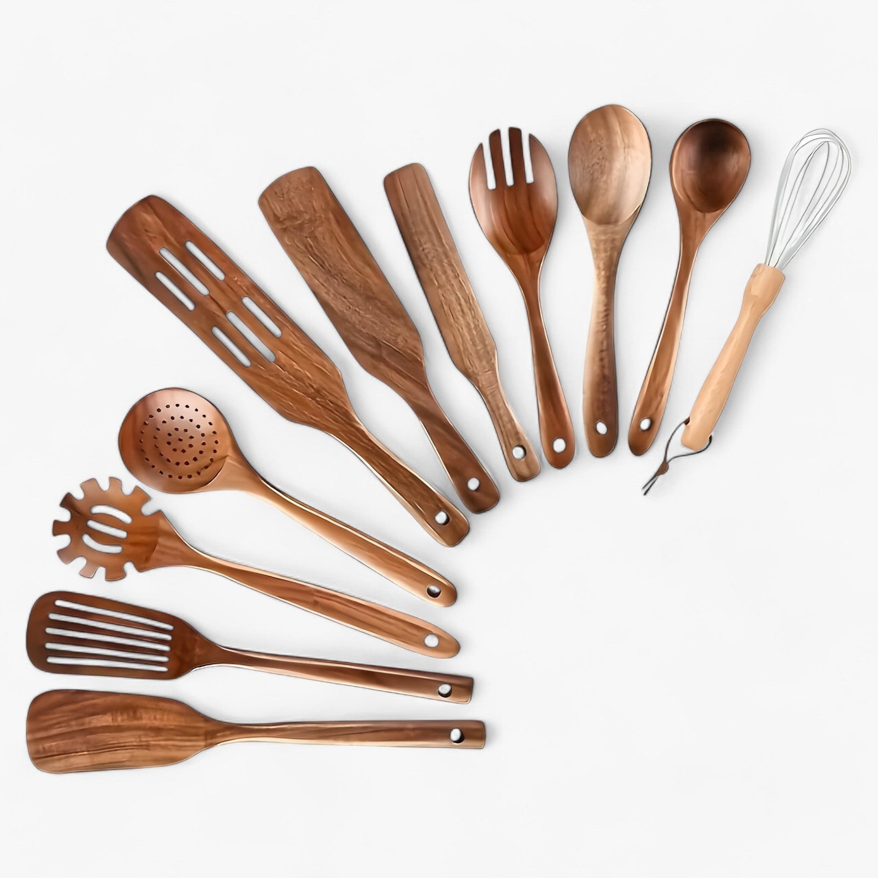 EcoWood – 11-delig houten keukengerei-set – Voor anti-aanbak kookgerei