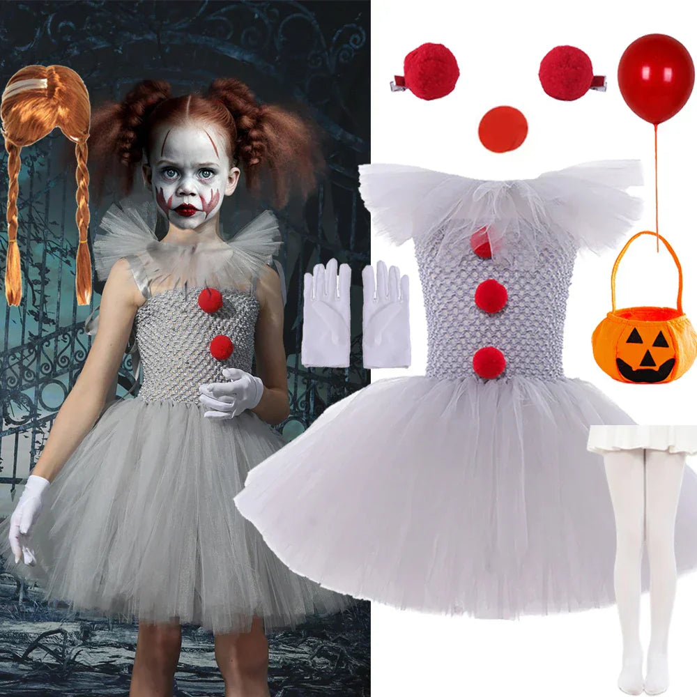 MoonCarnival – Girls clown tutu dress – Halloween costume