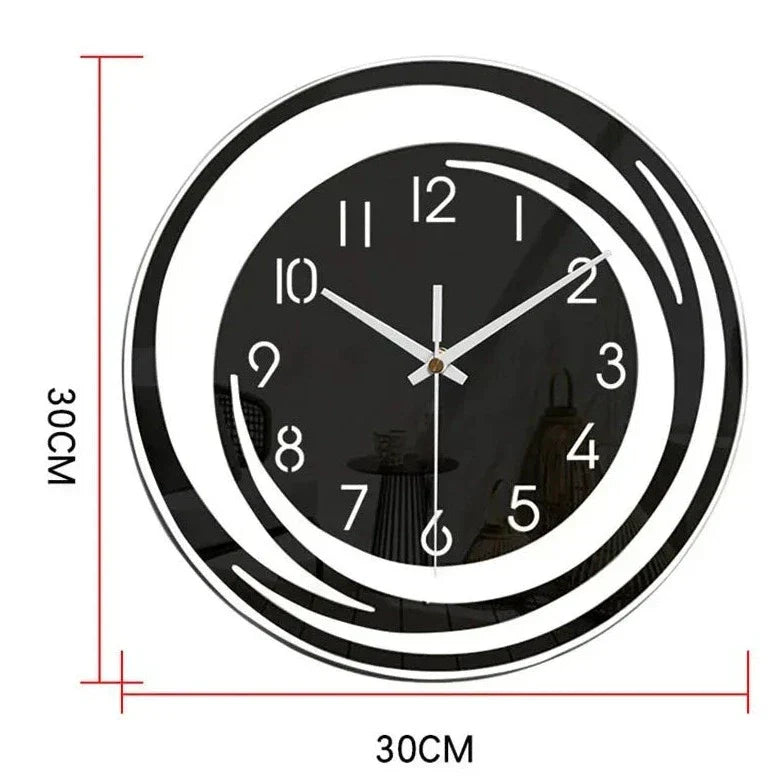 ScandiTime – Black Acrylic Wall Clock Silent – Modern Scandinavian Design