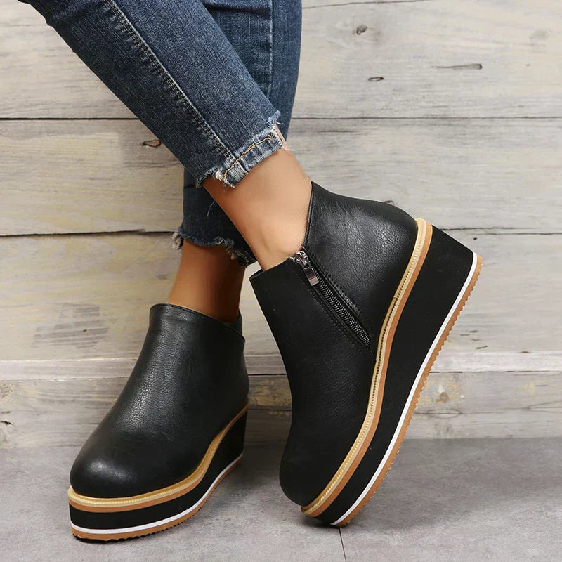 Zavella – Botines de mujer con plataforma y cremallera lateral