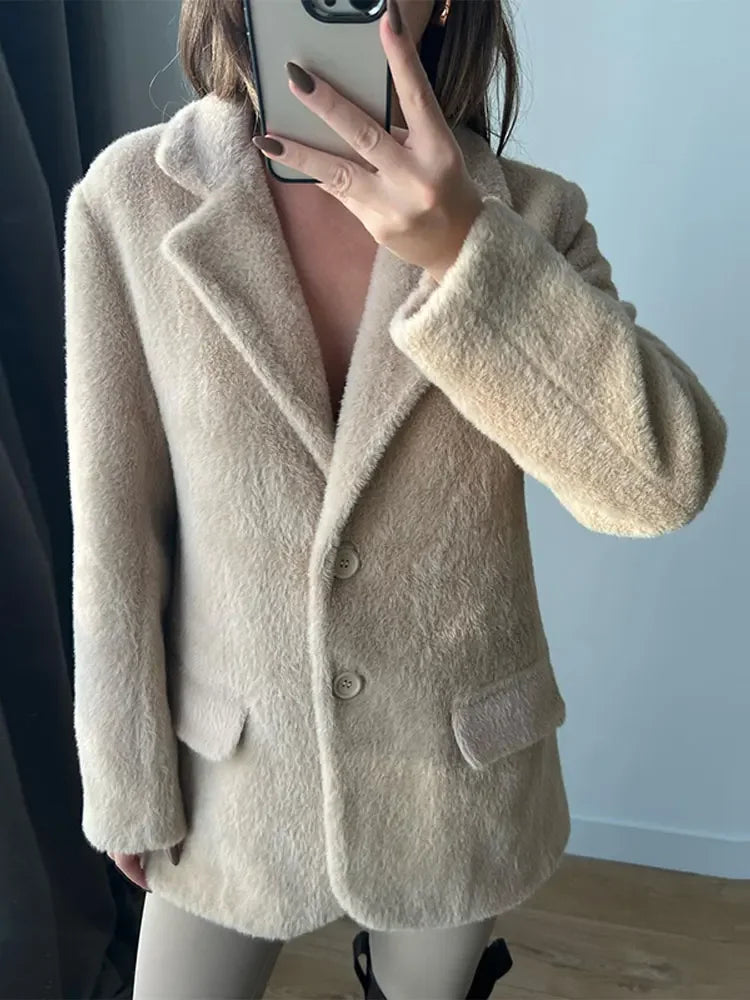 Jasiana Pluche Damesjas – Warm, Modieus en Luxueus
